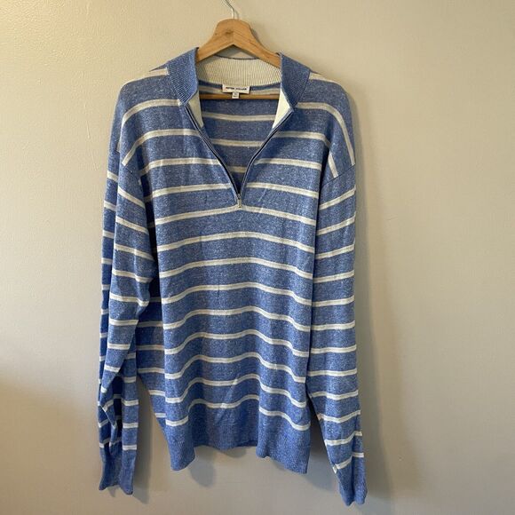 PETER MILLAR Crown XL Long Bay Merino Wool Linen Maritime Quarter Zip Swester - Picture 6 of 10